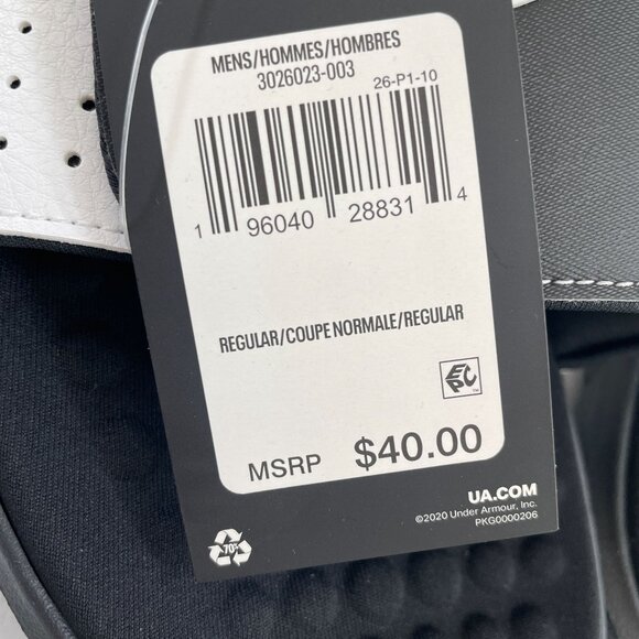 NEW $40 Under Armour Mens Size 17 UA Ignite Pro SL Slide Sandals Black White - Picture 2 of 8